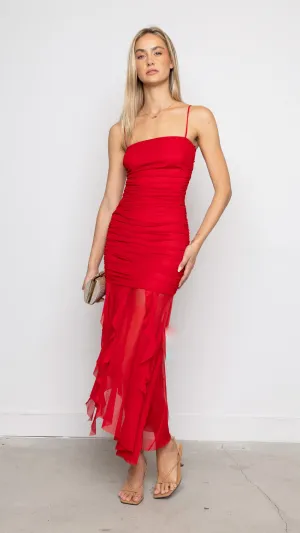 Gavin Midi Dress in Red