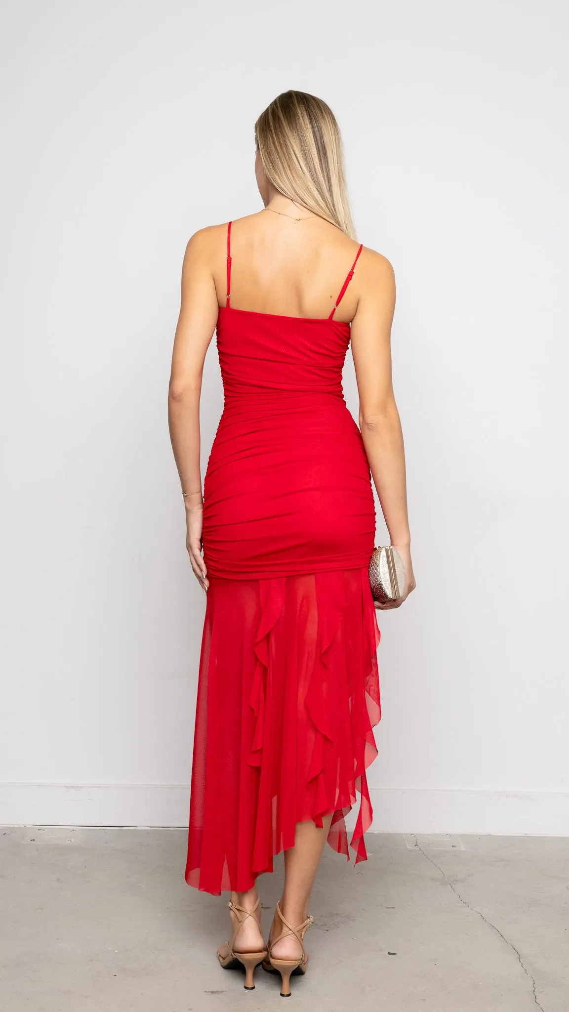 Gavin Midi Dress in Red
