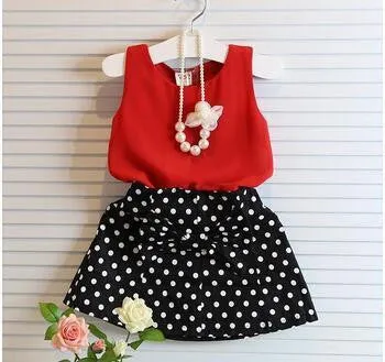 Girls Clothing Sets Pleated Lace Vest Two-piece Children Casual Conjunto Fashion Girls Clothes Suit Skirt 2~14age