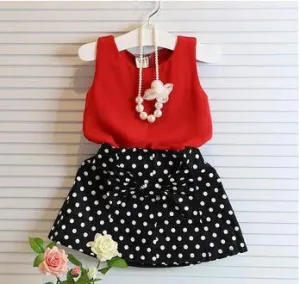 Girls Clothing Sets Pleated Lace Vest Two-piece Children Casual Conjunto Fashion Girls Clothes Suit Skirt 2~14age