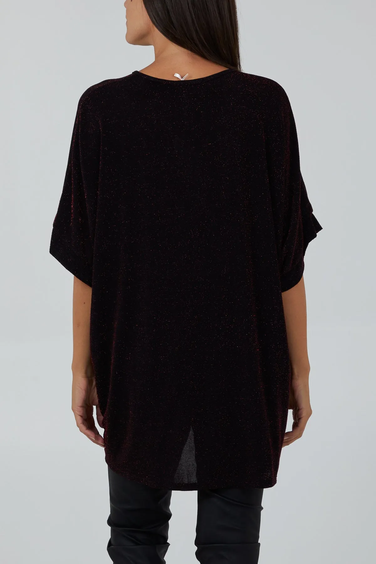 Glitter Lurex Twist Front Oversized Blouse