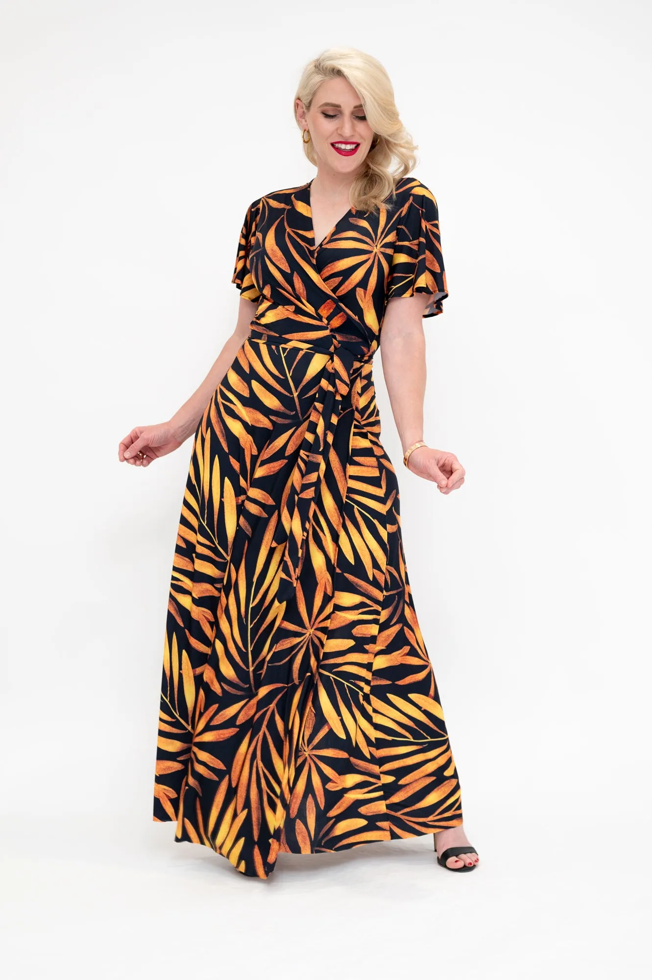 Golden Palms - Wrap Dress