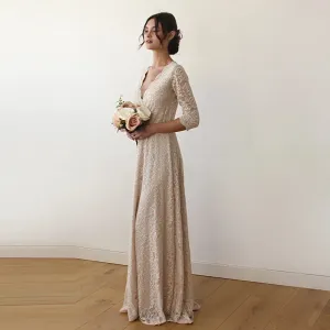 Golden Wrap lace wedding dress #1124
