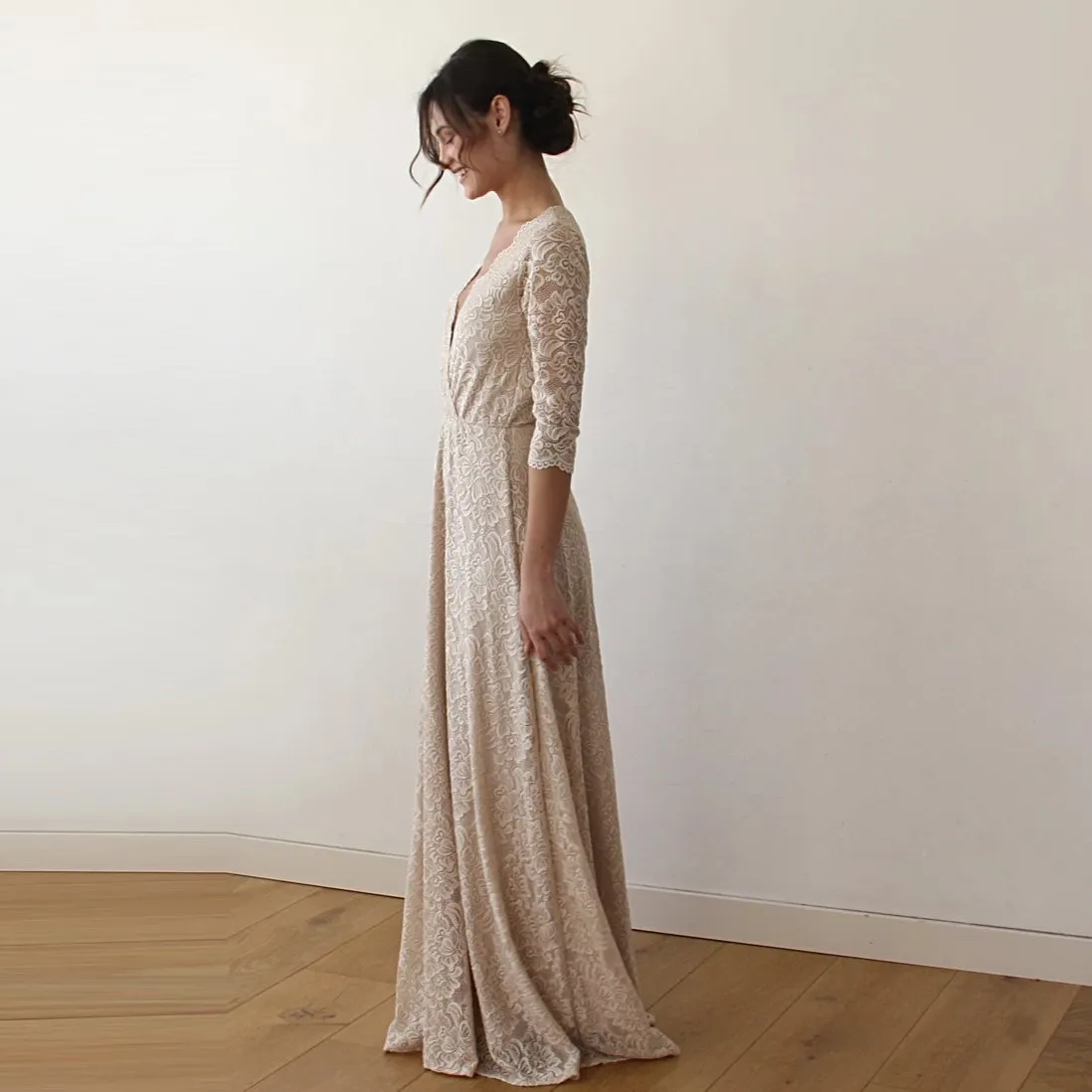Golden Wrap lace wedding dress #1124