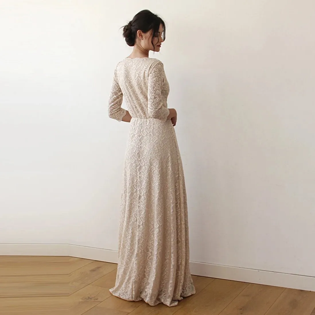 Golden Wrap lace wedding dress #1124