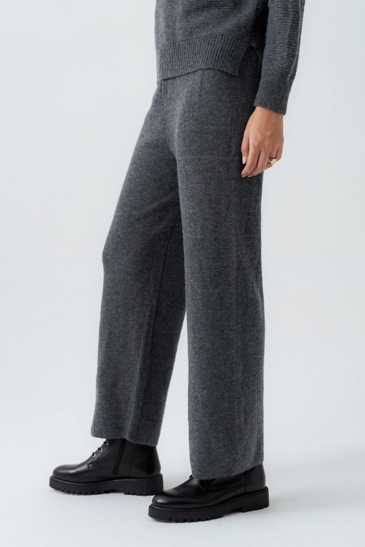 Grey Straight Fit Trousers