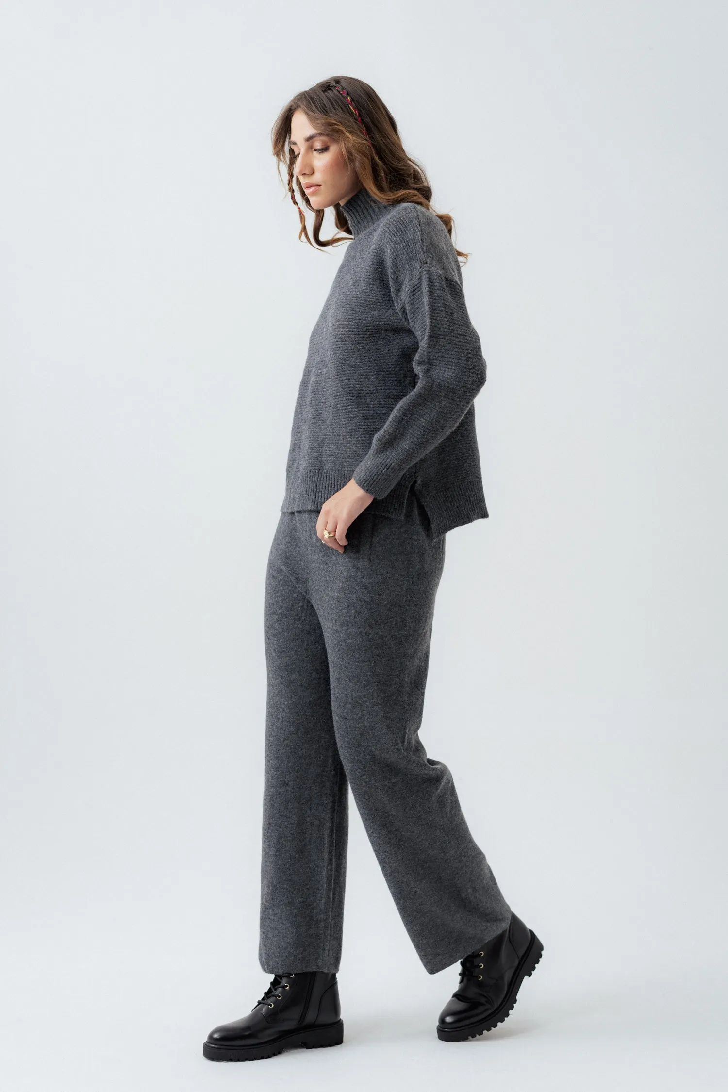 Grey Straight Fit Trousers