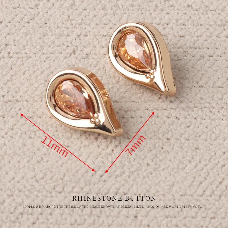 Heart Drop Shaped Oval Rectangular Metal Crystal Small Buttons 10pcs