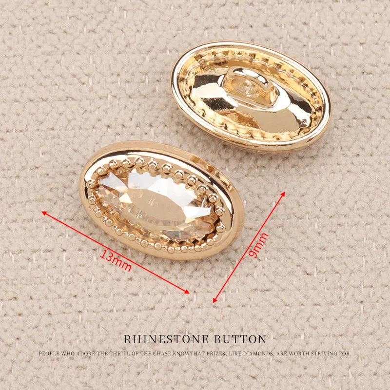 Heart Drop Shaped Oval Rectangular Metal Crystal Small Buttons 10pcs