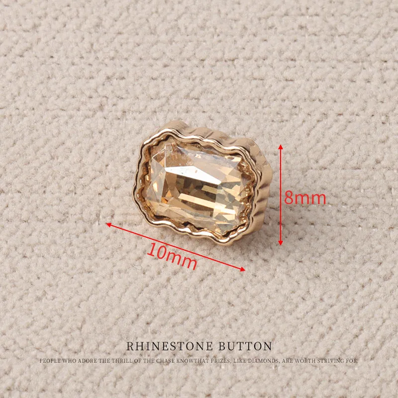 Heart Drop Shaped Oval Rectangular Metal Crystal Small Buttons 10pcs