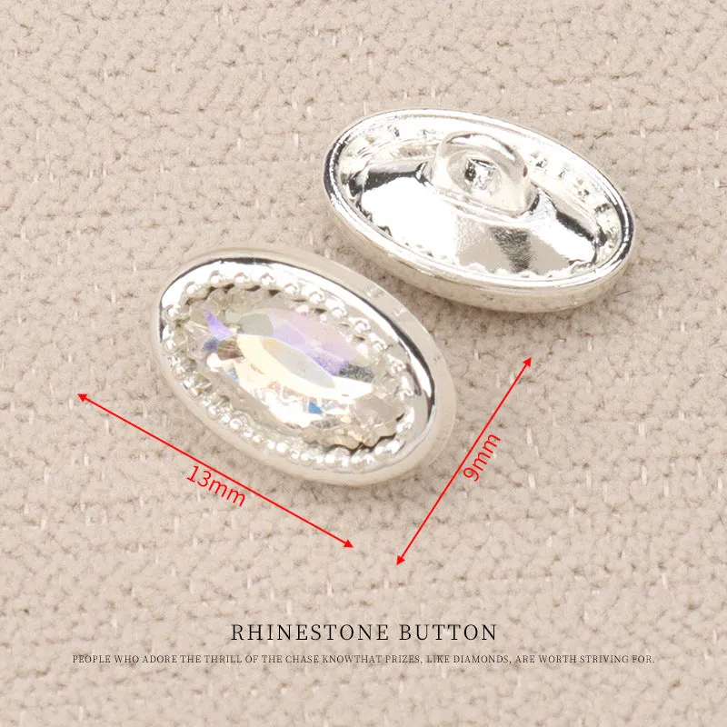 Heart Drop Shaped Oval Rectangular Metal Crystal Small Buttons 10pcs