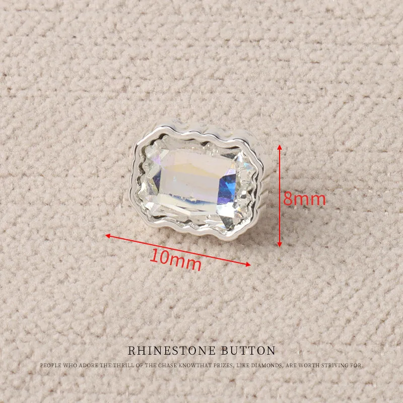 Heart Drop Shaped Oval Rectangular Metal Crystal Small Buttons 10pcs
