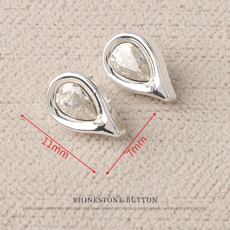 Heart Drop Shaped Oval Rectangular Metal Crystal Small Buttons 10pcs