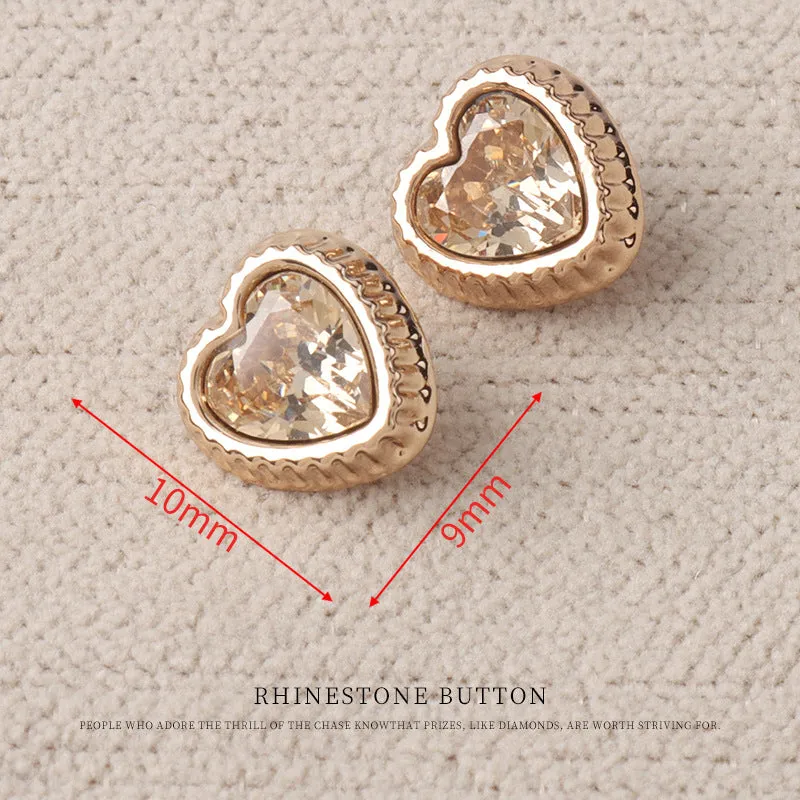 Heart Drop Shaped Oval Rectangular Metal Crystal Small Buttons 10pcs