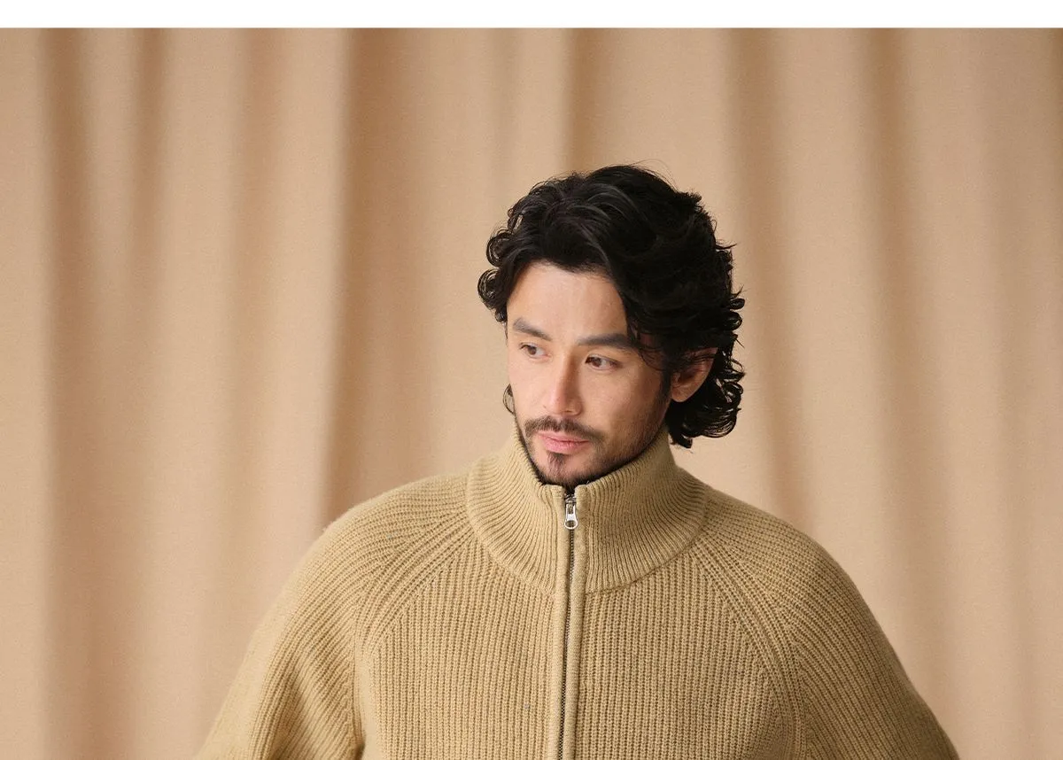 Heavy Wool Zip-Up Cardigan