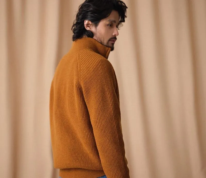 Heavy Wool Zip-Up Cardigan