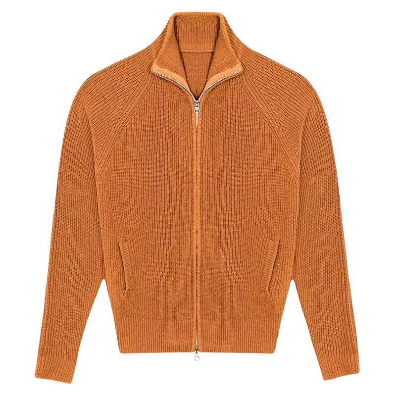 Heavy Wool Zip-Up Cardigan