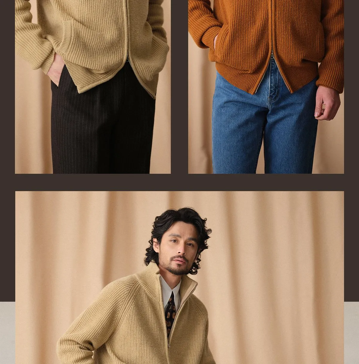 Heavy Wool Zip-Up Cardigan
