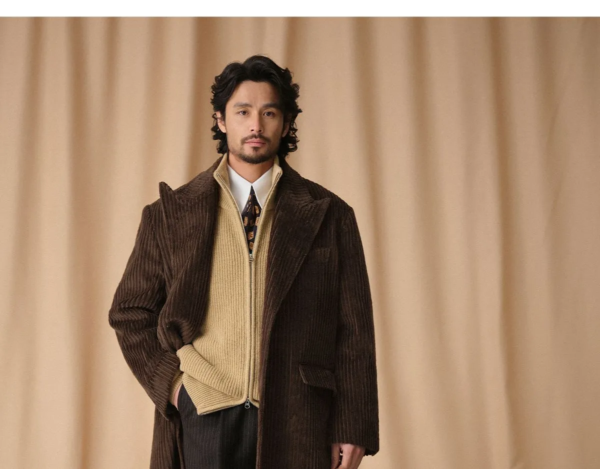 Heavy Wool Zip-Up Cardigan