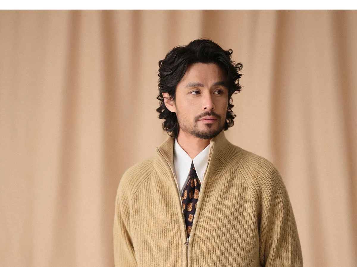 Heavy Wool Zip-Up Cardigan