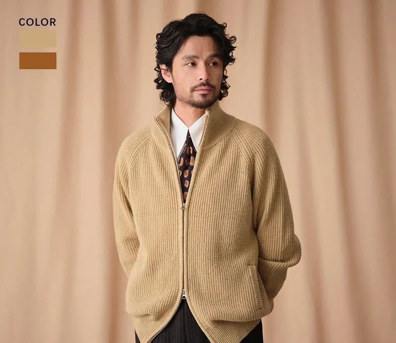 Heavy Wool Zip-Up Cardigan