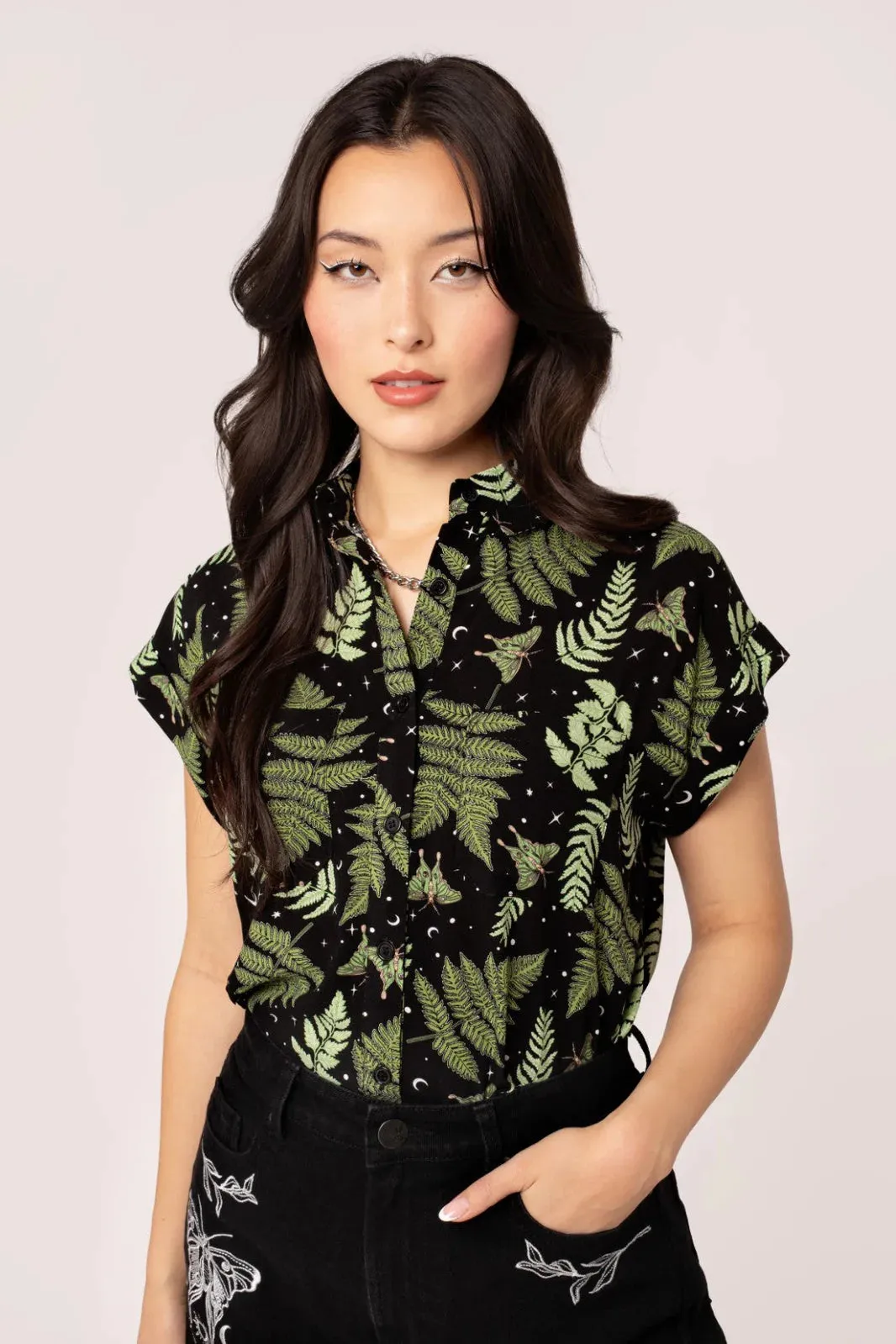 Hell Bunny Gaia Fern Print Shirt