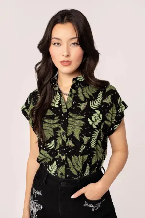 Hell Bunny Gaia Fern Print Shirt