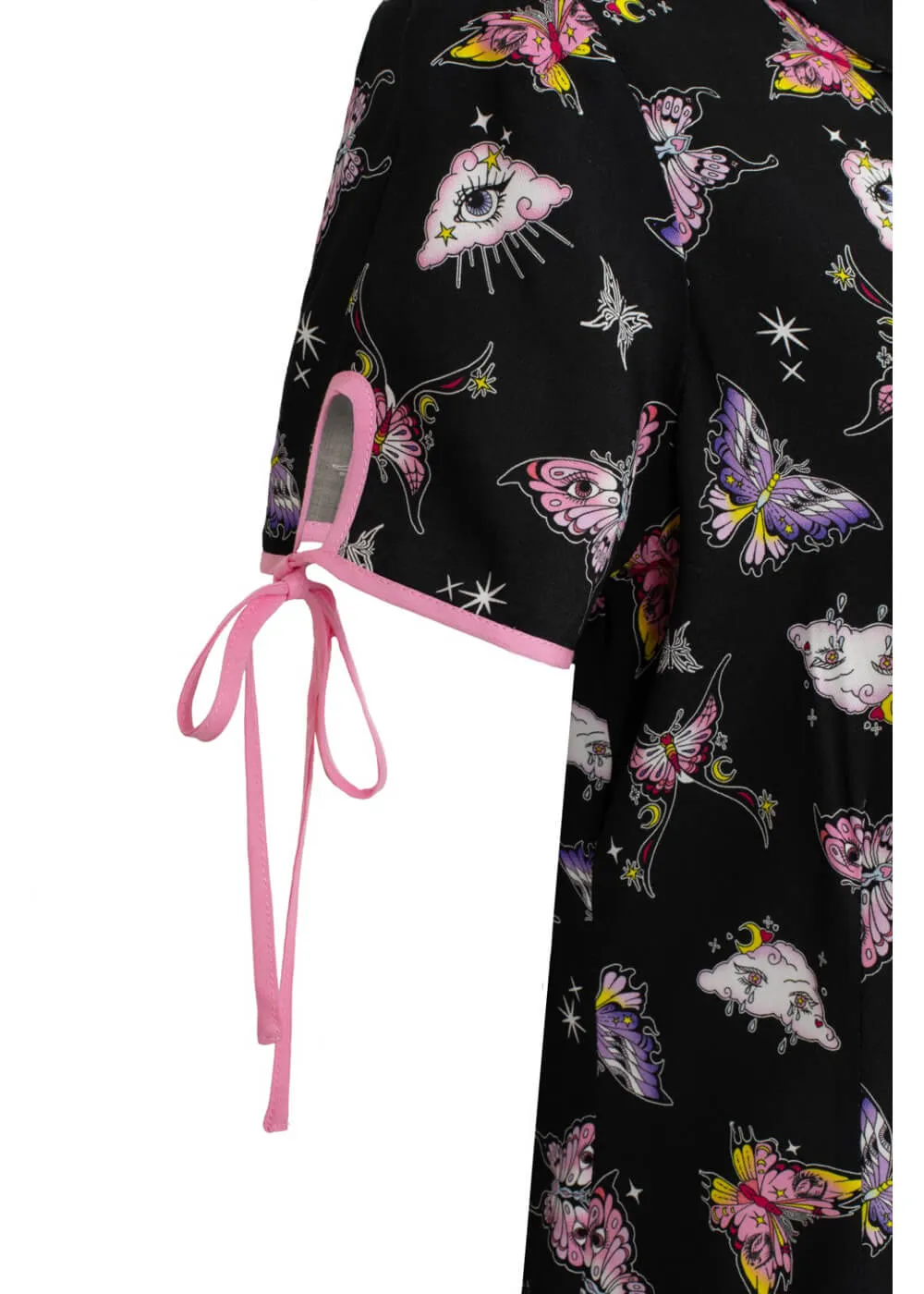 Hell Bunny Kocho Butterfly 40's Blouse Black