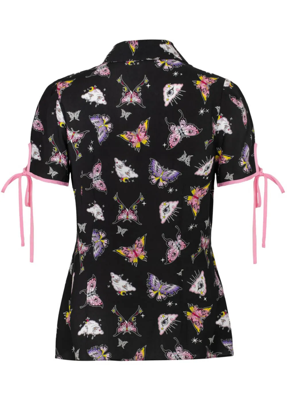 Hell Bunny Kocho Butterfly 40's Blouse Black