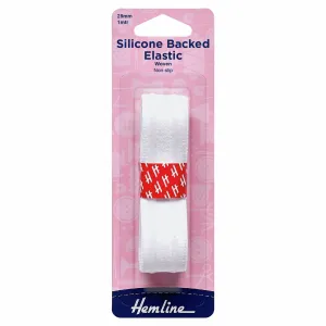 Hemline Silicone Backed Elastic - 25mm - White