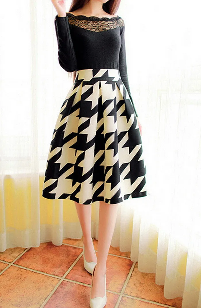 High Waist Pleated Midi Skirt Women Floral Print Long Skirts Summer