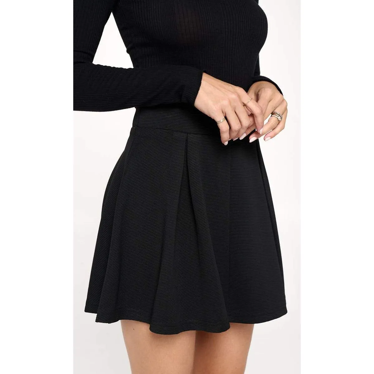 High-Waisted Pleated Skater Skirt