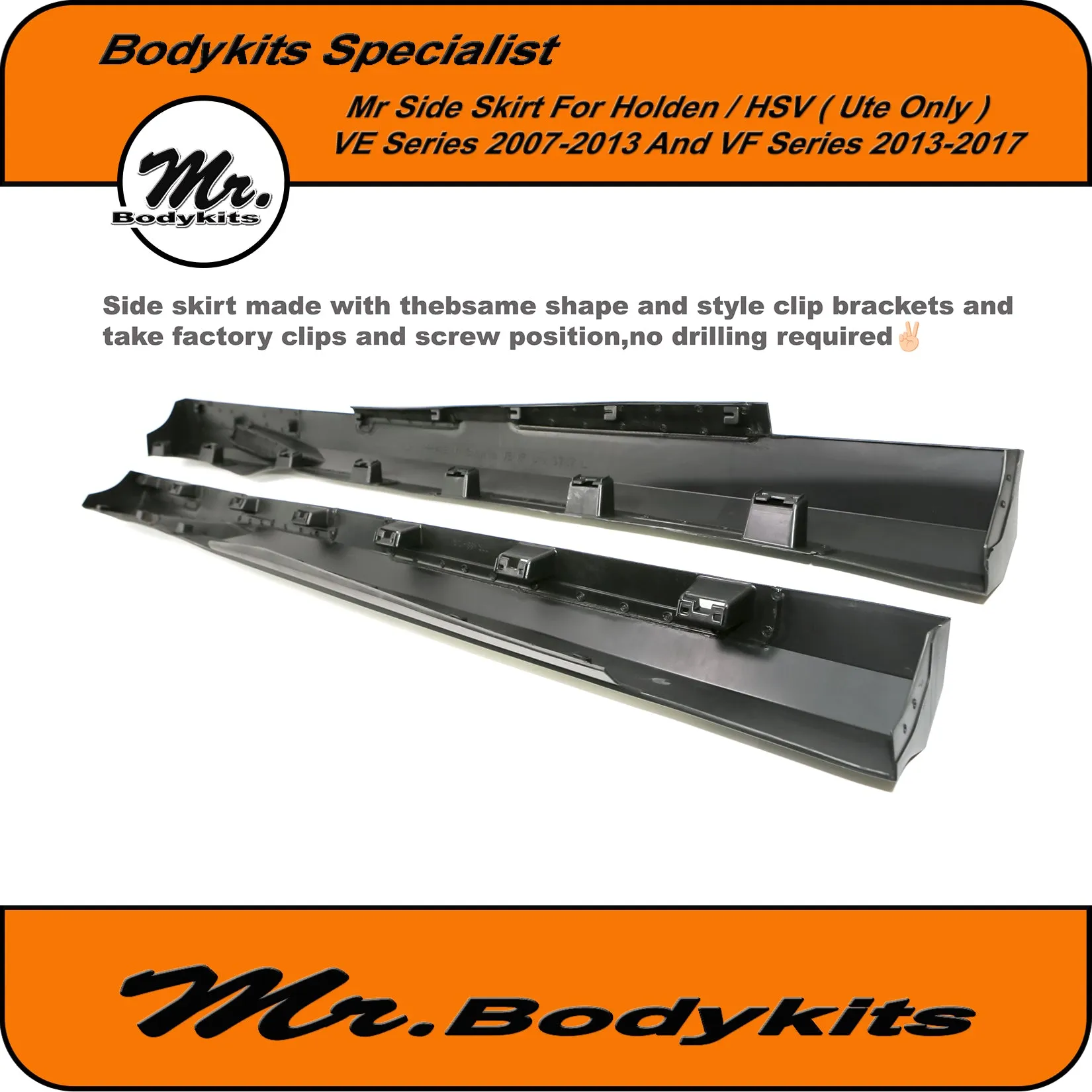 Holden Commodore VE VF / HSV Maloo Style Plastic Side Skirts (Ute Only) 2006-2017 by Mr Bodykits