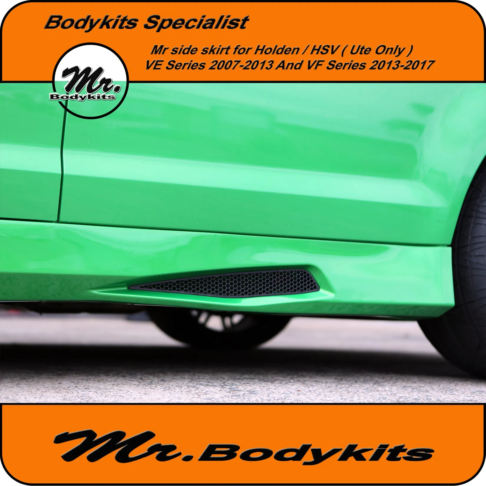 Holden Commodore VE VF / HSV Maloo Style Plastic Side Skirts (Ute Only) 2006-2017 by Mr Bodykits