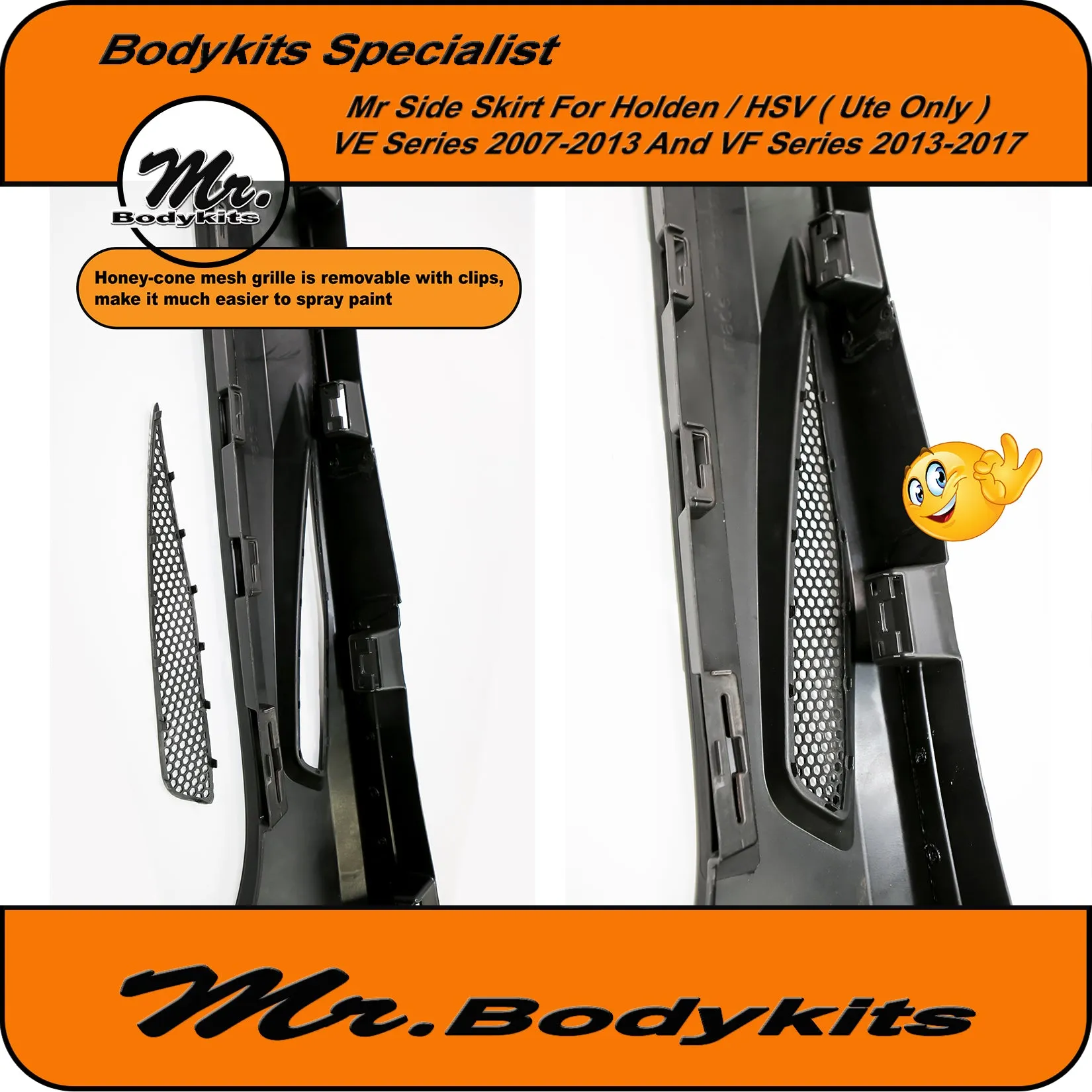Holden Commodore VE VF / HSV Maloo Style Plastic Side Skirts (Ute Only) 2006-2017 by Mr Bodykits