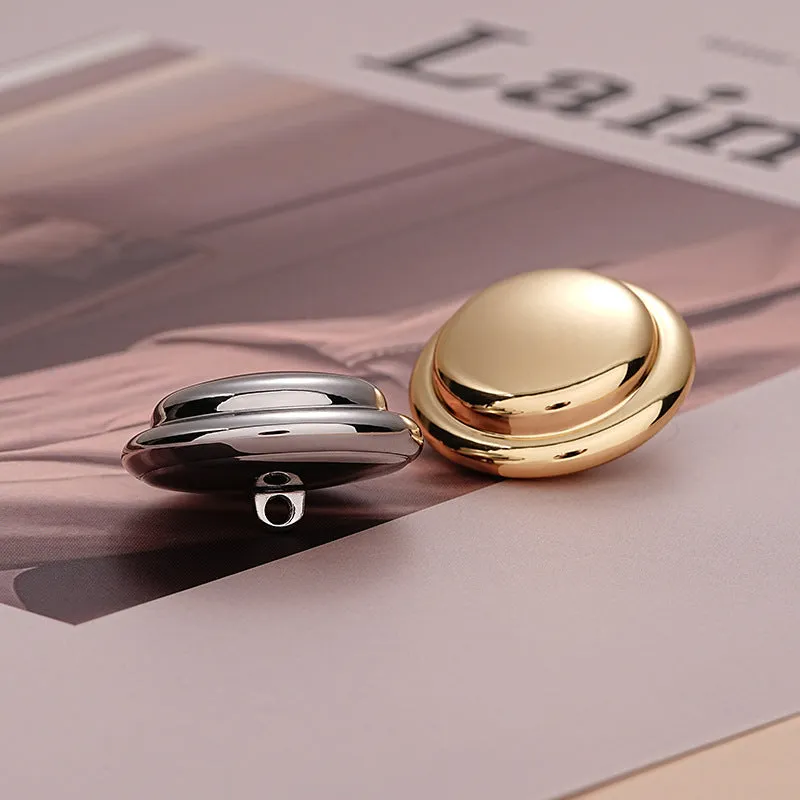 Hollow-Backed Golden Silver Round Hat-Shaped Metal Button 5pcs
