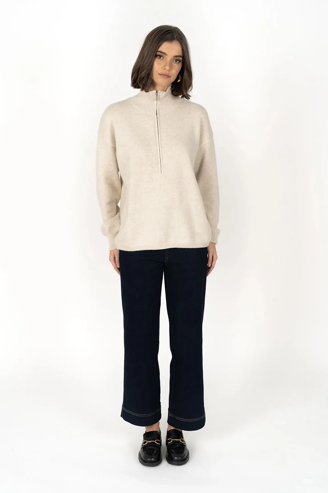 Humidity - Knox Zip Sweater, Almond