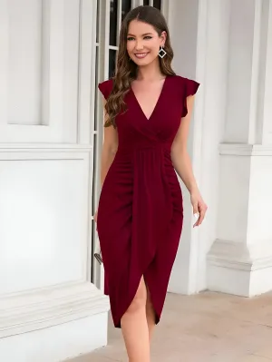 Ilayda | Plain wrap dress with ruffles