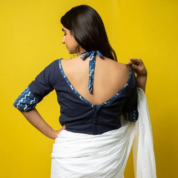 Indigo Blue Block Printed Cotton Blouse