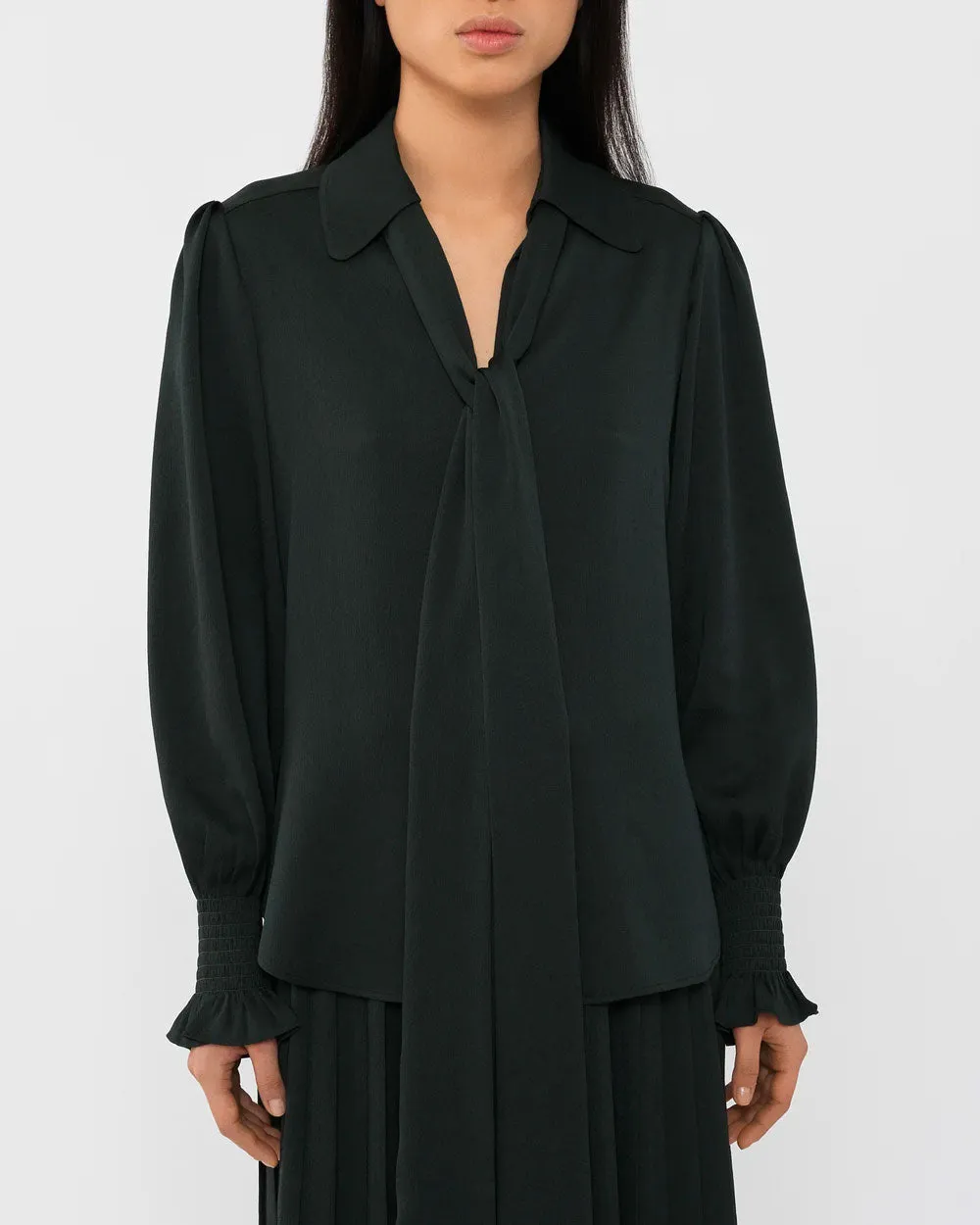 Intense Green Tie Sash Blouse