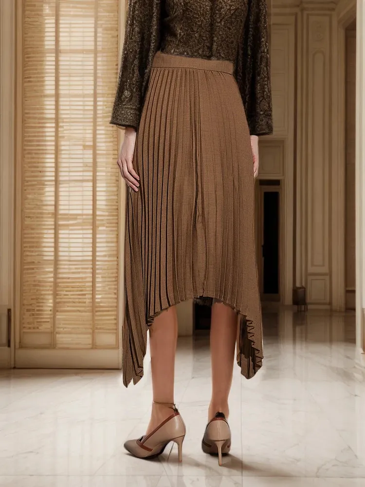 Irregular Hem Patchwork Pleated Skirts