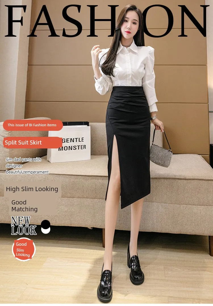 Irregular Pleated Skirt - Mid Length Long Length Spring Design
