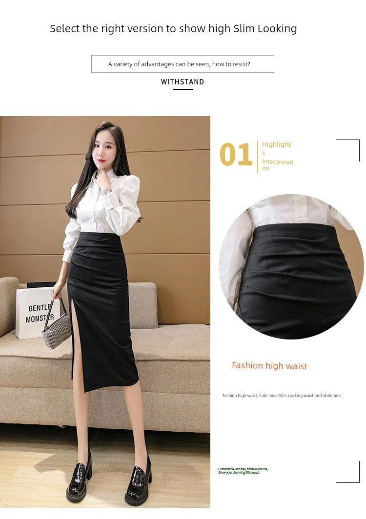 Irregular Pleated Skirt - Mid Length Long Length Spring Design
