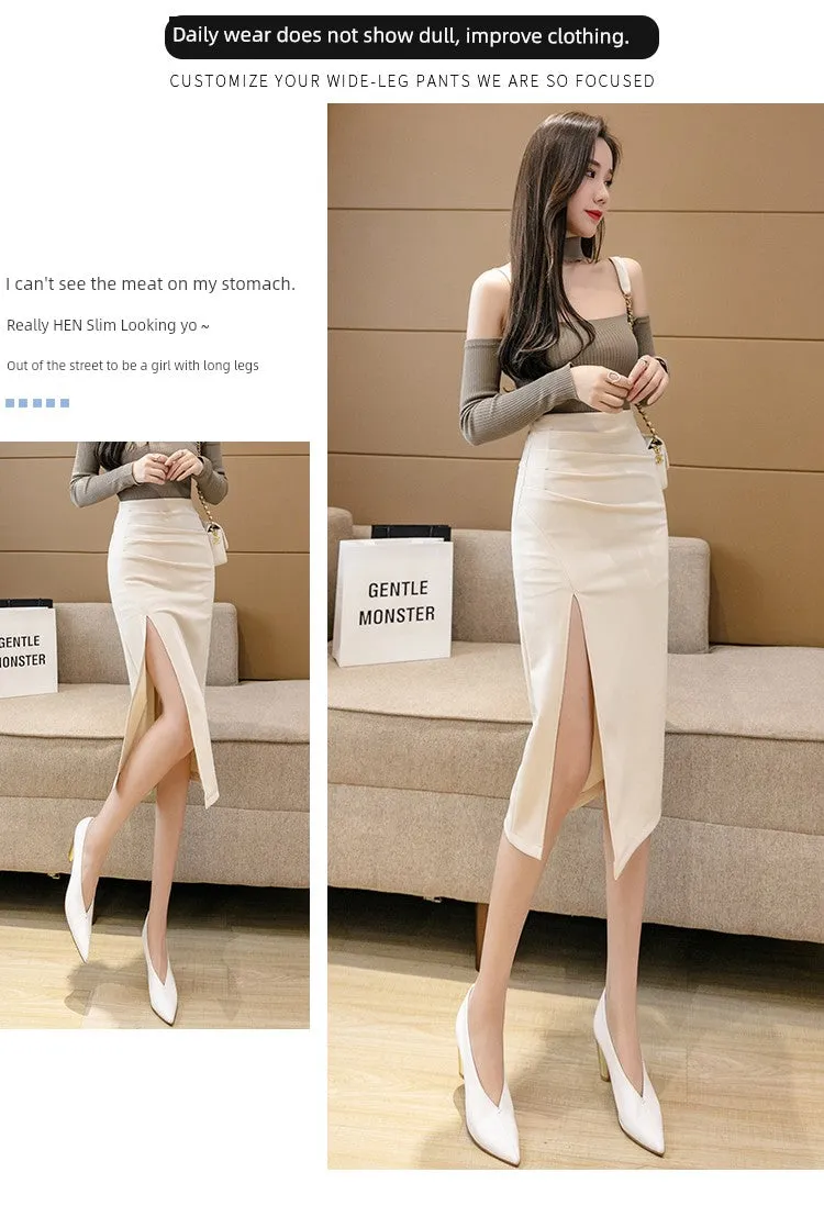 Irregular Pleated Skirt - Mid Length Long Length Spring Design
