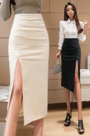Irregular Pleated Skirt - Mid Length Long Length Spring Design