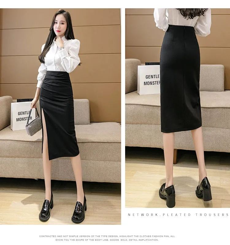 Irregular Pleated Skirt - Mid Length Long Length Spring Design
