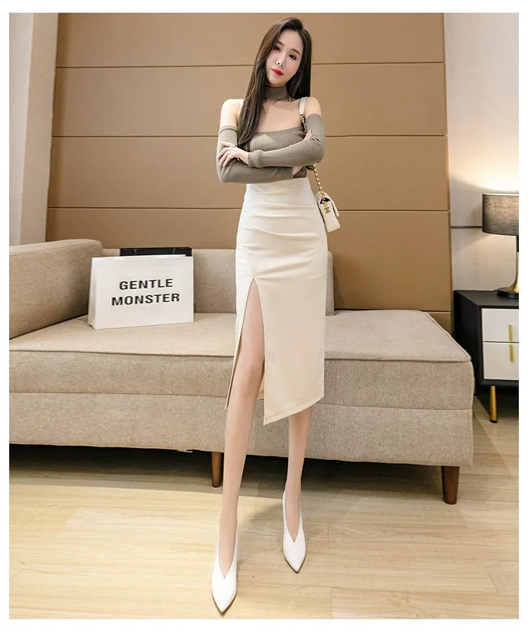 Irregular Pleated Skirt - Mid Length Long Length Spring Design