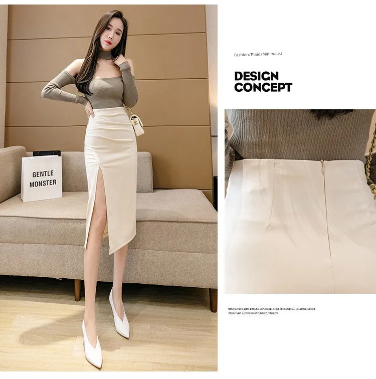 Irregular Pleated Skirt - Mid Length Long Length Spring Design