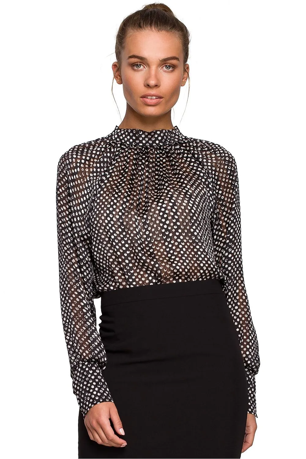 Irregular Stripe Chiffon Tie-Back Blouse