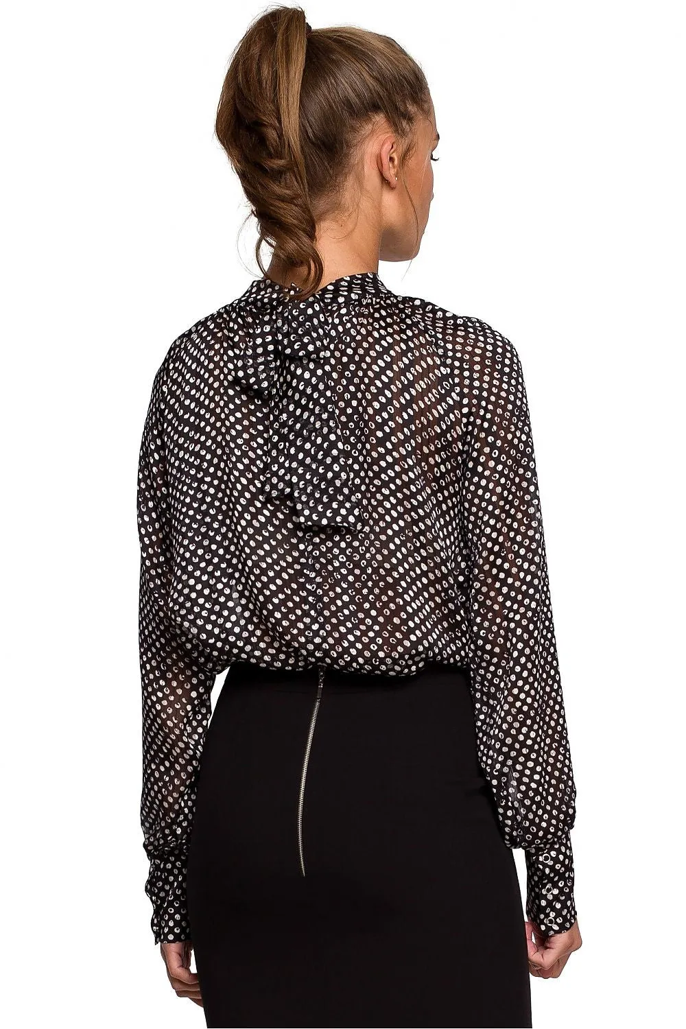Irregular Stripe Chiffon Tie-Back Blouse